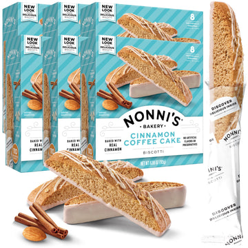 Nonni'S Cinnamon Coffee Cake Biscotti Italian Cookies - 6 Boxes Italian Biscotti Almond Cookies W/Cinnamon Streusel Icing - Bisc