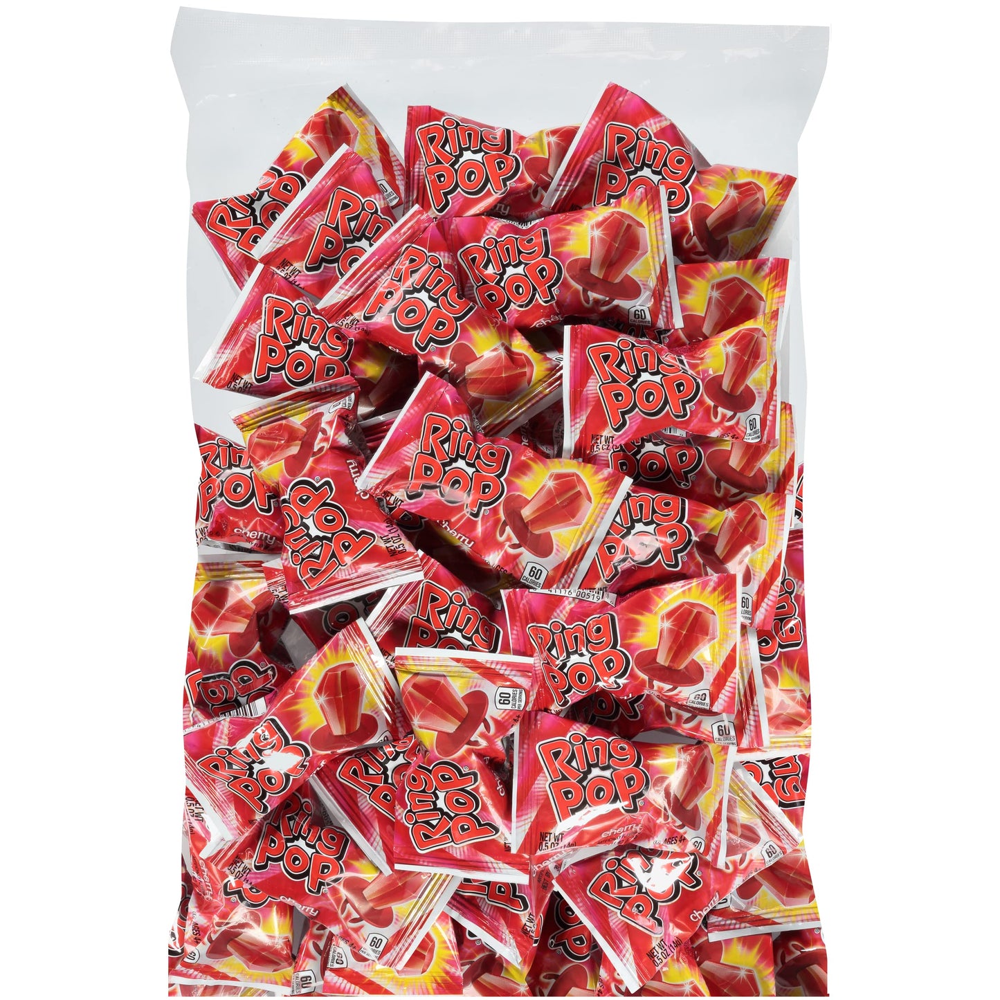 Ring Pop Colorfest Red Cherry Bulk Halloween Candy - 30 Ct Individually Wrapped Lollipops - Fun Candy For Kids, Party Favors, Ha