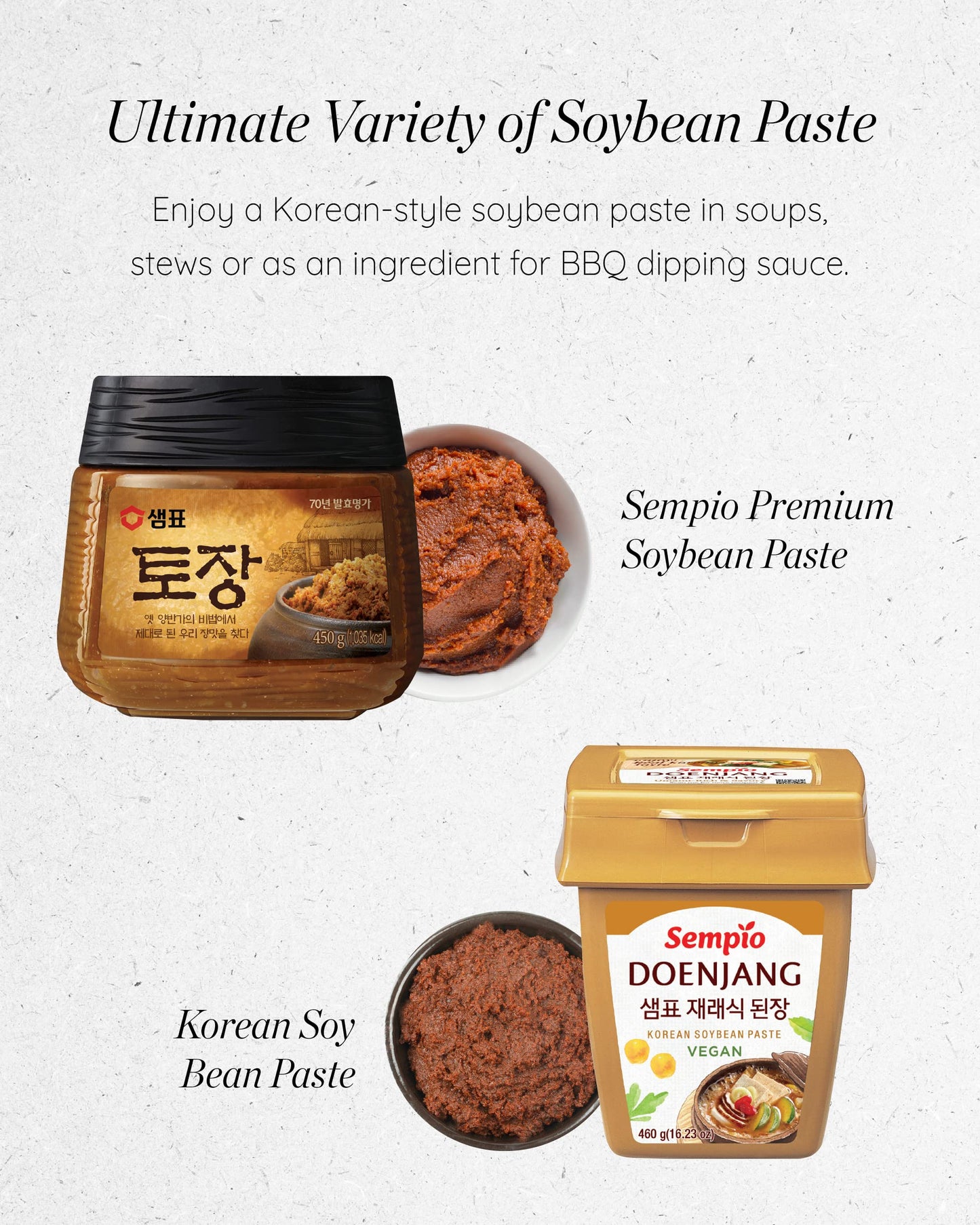 Sempio Vegan Doenjang – Korean Soybean Paste With Savory And Sweet Flavor, Traditional Fermented Condiment For Jjigae Soup, Alternative To Miso. (16.2 Oz / 460G, Vegan, Preservative-Free)