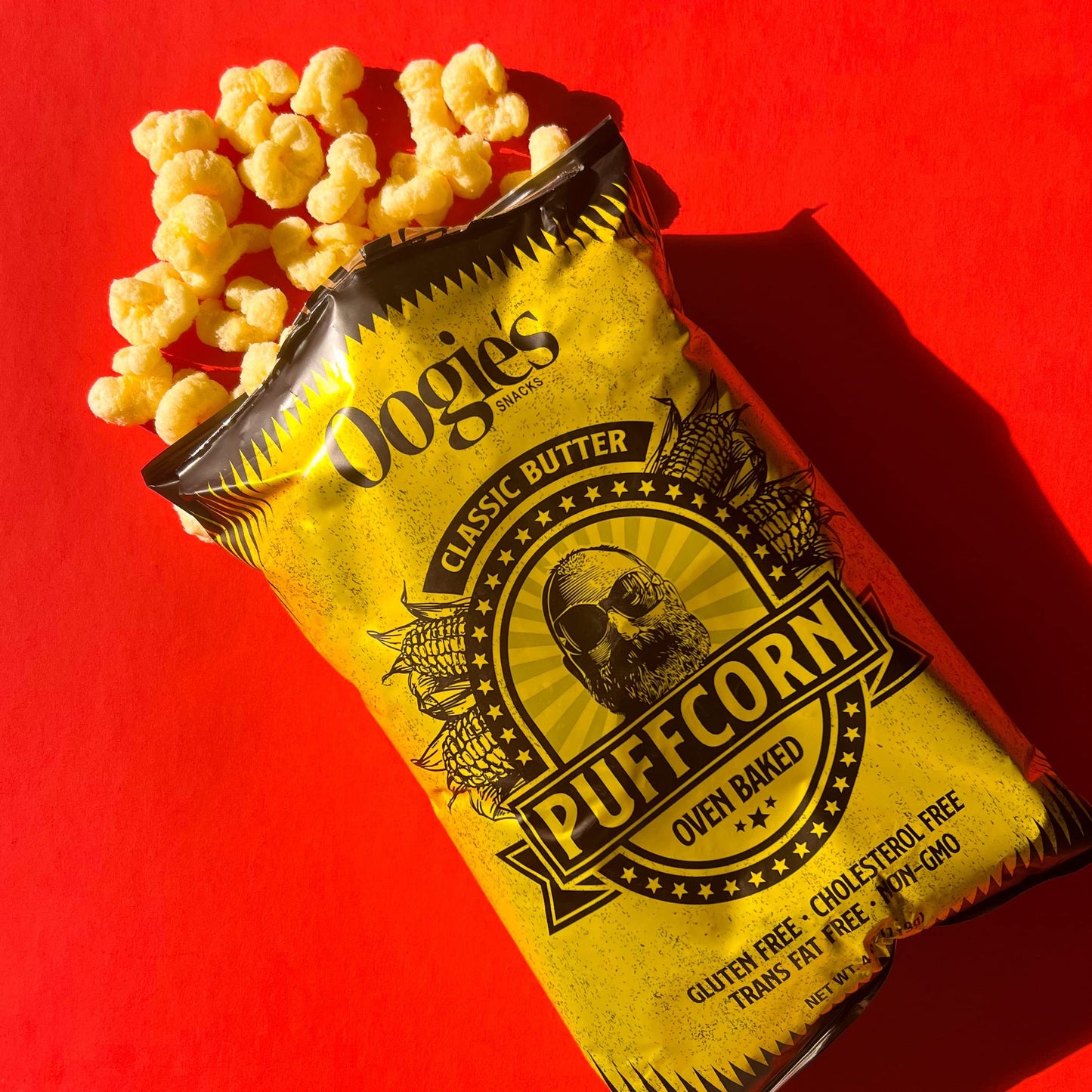 Oogies Gourmet Puffcorn - Classic Butter Flavor - Gluten Free Snacks - 4 Ounce (Pack of 4)