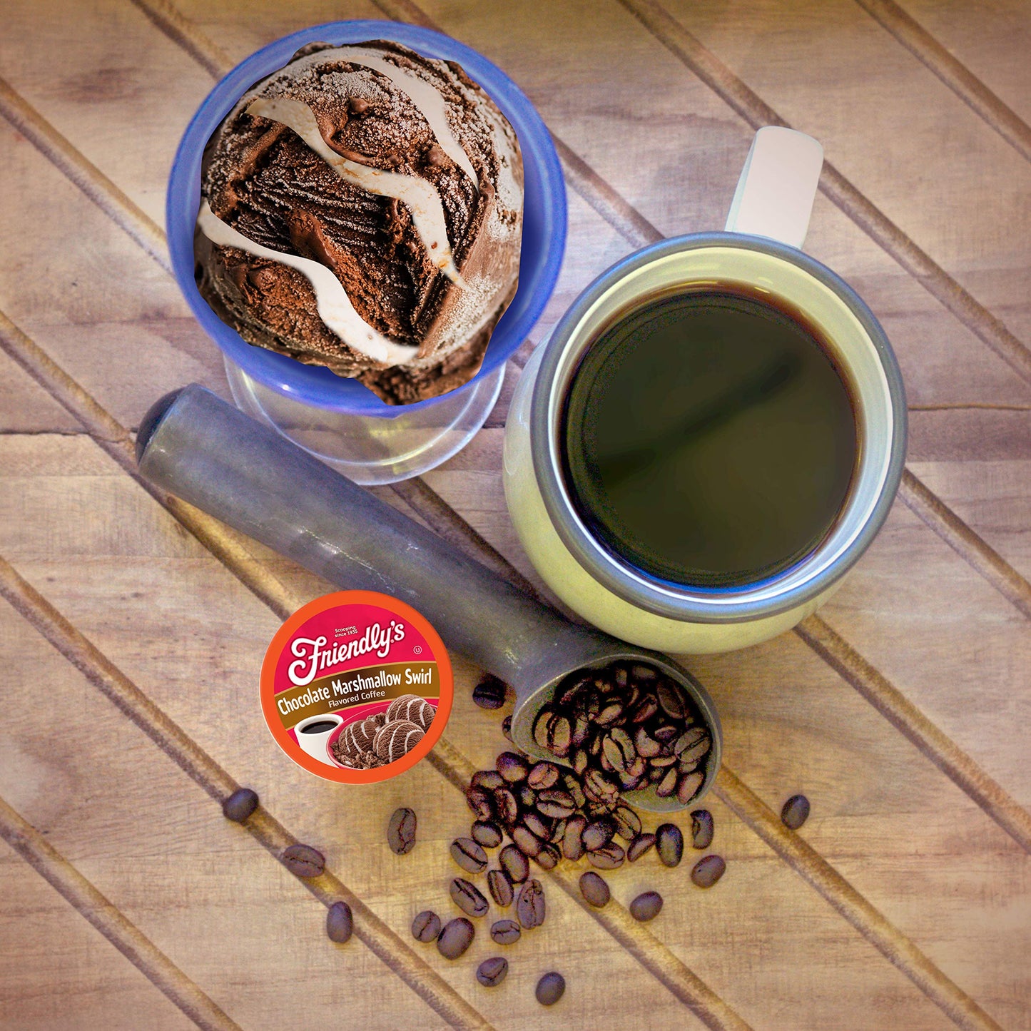 Friendlys Ice Cream Coffee Pods, Flavored Coffee, Chocolate Marshmallow Swirl, 40 Count, for Keurig K Cup malt-inspired