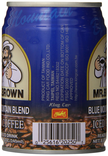 Mr. Brown Iced Coffee, Blue Mountain, 8.12 Ounce (Pack Of 24)