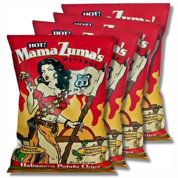 Route 11 Potato Chips Mama Zuma's Revenge - 4 Bags (6 oz each) Spicy Habanero Jalapeno Chips - Hot & Flavorful Snack