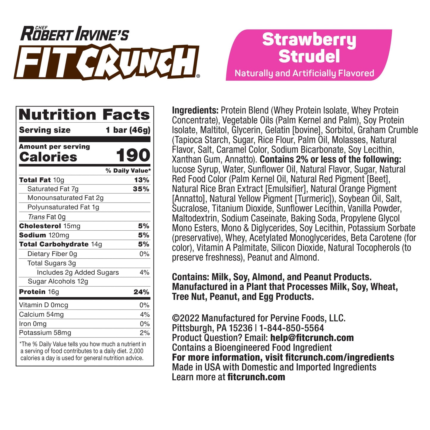 Fitcrunch Snack Size Protein Bars, 6-Layer Baked Bar, 3G Of Sugar & Soft Cake Core (18 Bars, Strawberry Strudel)