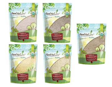 Food To Live Organic Flours In A Gift Box - Barley, Buckwheat, Kamut, Millet, Whole Spelt Flour