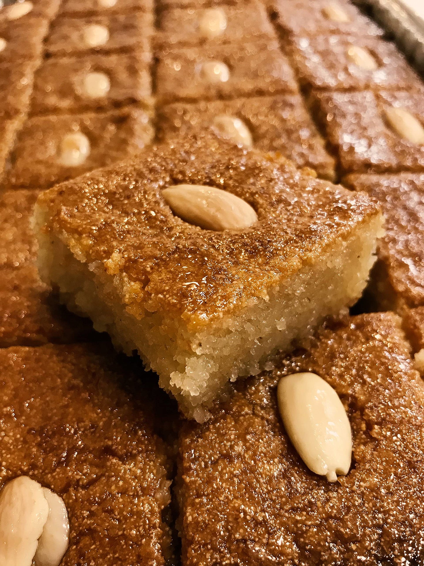 Libanais Almond Basbousa Semolina Cake - 56 Ounce (Pack of 1) - Authentic Middle Eastern Dessert