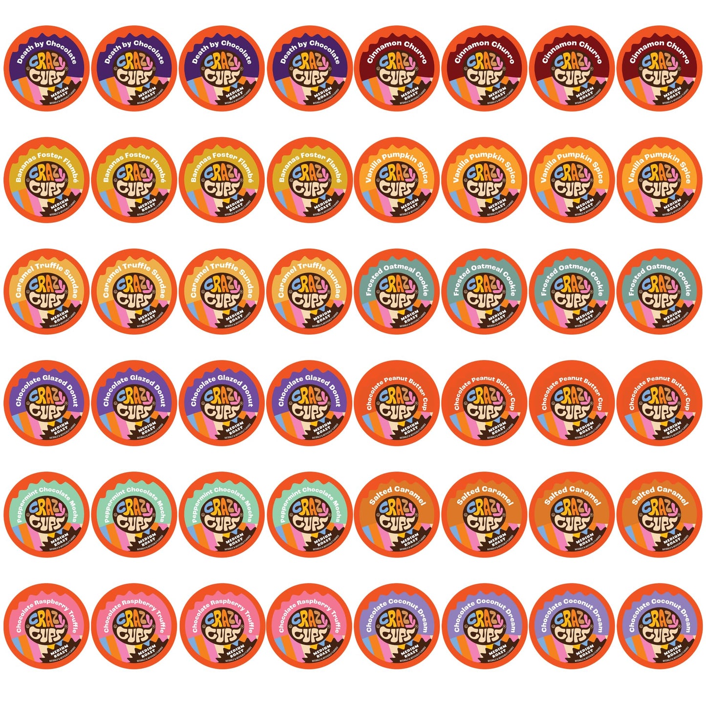 Crazy Cups Flavored Coffee Pods Variety Pack - Coffee Flavors And Chocolate Coffee Flavors For Keurig K Cups Machines, Medium Ro