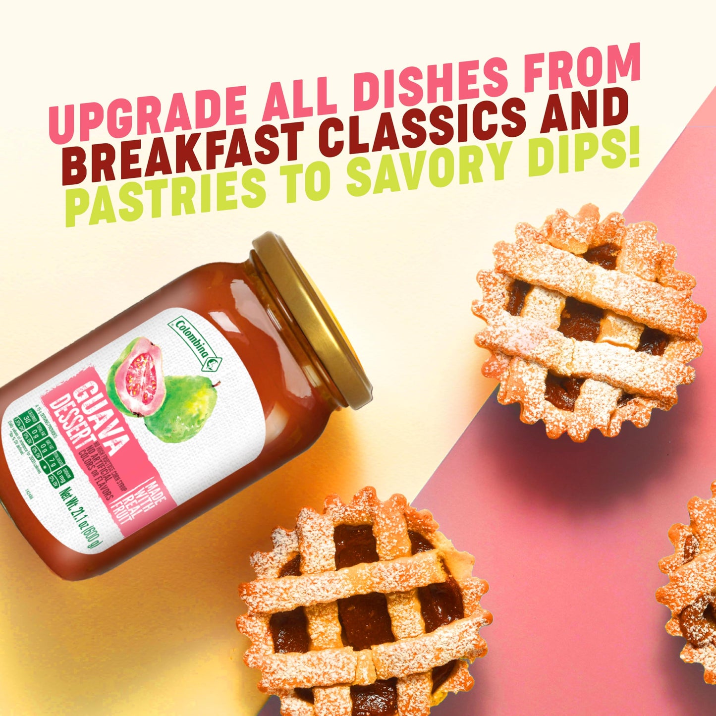 Colombina Guava Dessert Fruit Spread, Exotic Tropical Guava Jelly And Guava Paste Made From Real Fruit, 21.1Oz (1 Jar)