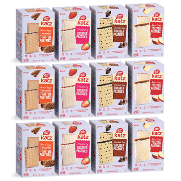Katz Gluten Free Snacks Toaster Pastries Variety Pack Apple Crisp, Cinnamon, Chocolate Chip & Strawberry. Gluten Free. Dairy Fre