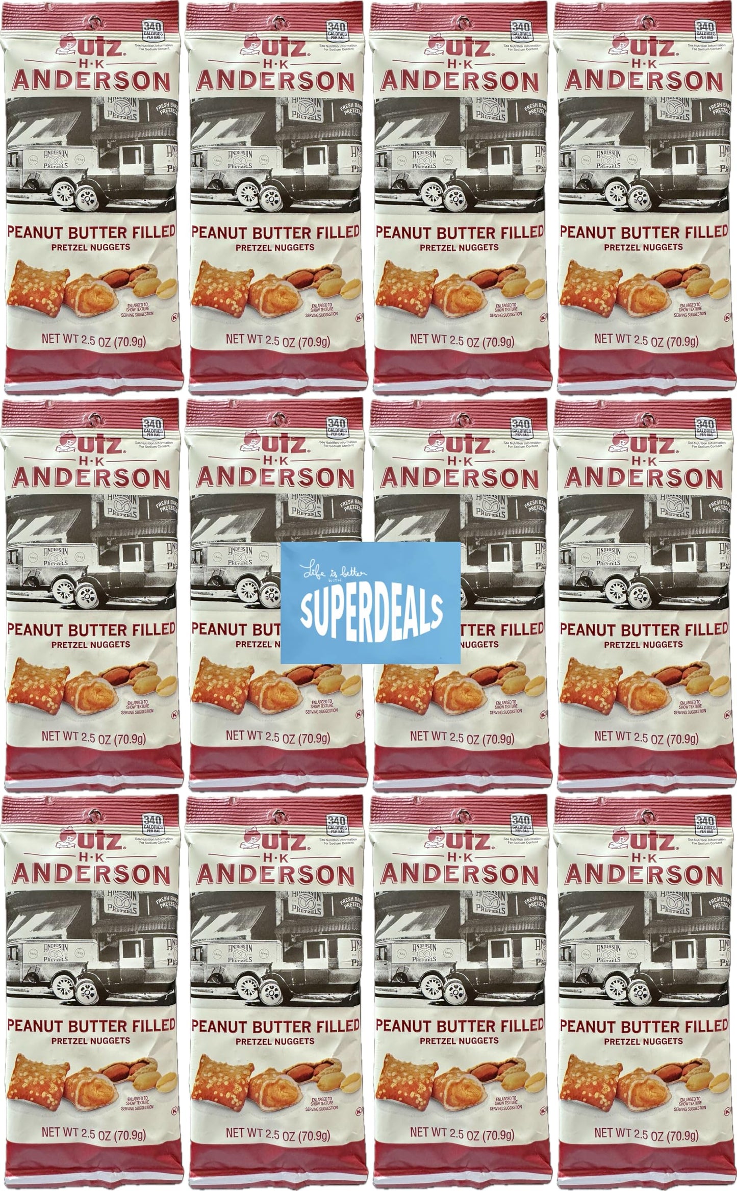 HK Anderson Peanut Butter Filled Pretzel Nuggets, 2.5oz Bag (12-Pack)