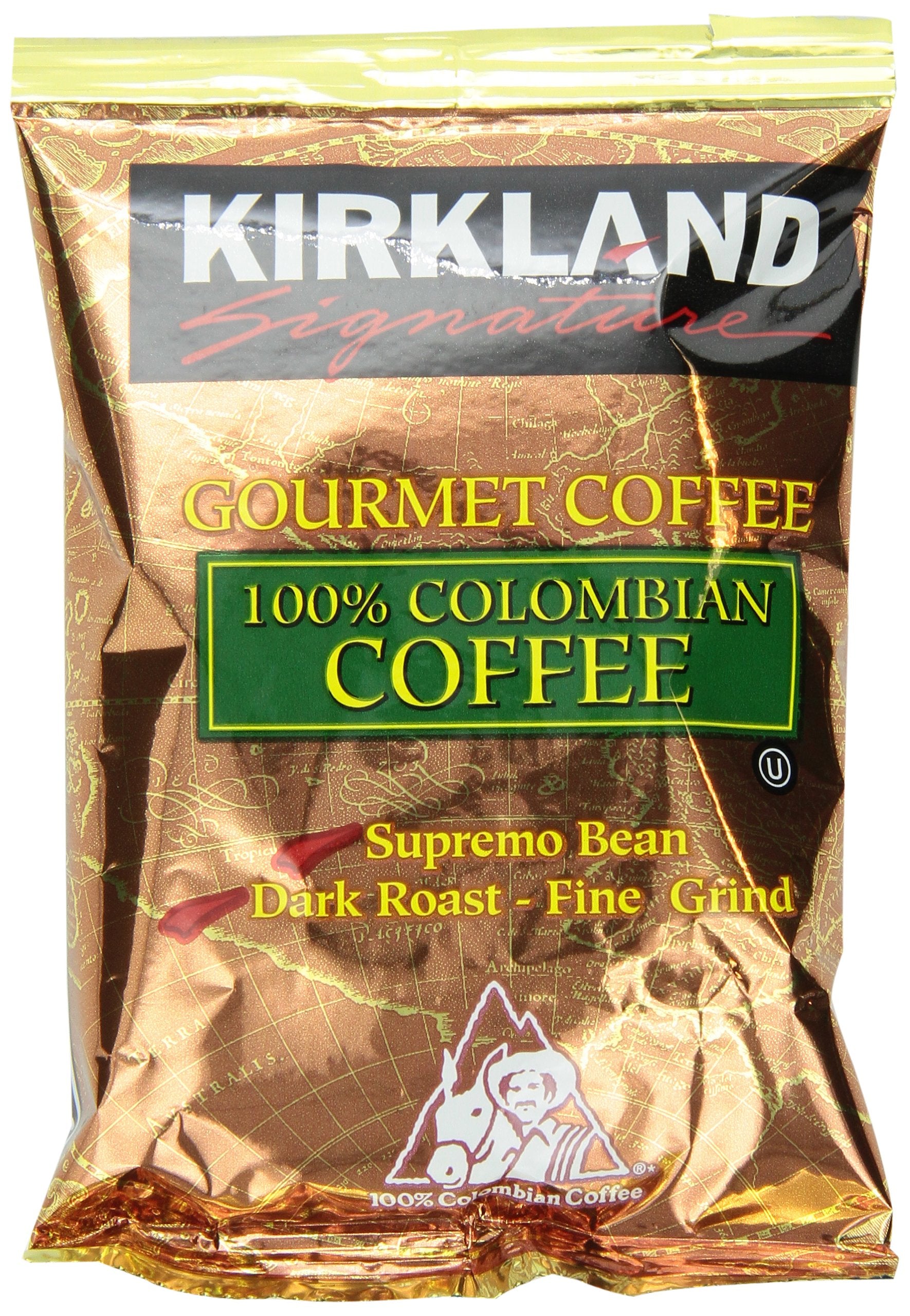 Kirkland Signature 100% Colombian Coffee, Supremo Bean Dark Roast Fine Grind, 42 Pouches(Pack Of 1)
