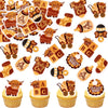 Cyodoos Edible 40Pcs Highland Cow Cupcake Toppers Farm Animals Cupcake Picks Highland Cow Theme Baby Shower Kids Birthday Party