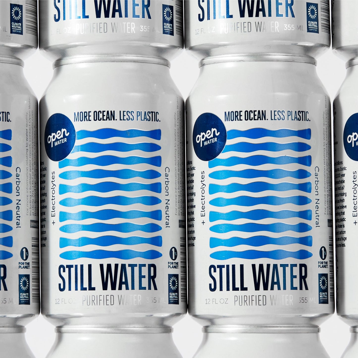 Open Water Still 12oz Cans (4 Cases, 48 Cans) - Sustainable Aluminum Canned Still Water With Electrolytes - 7.0 pH Balanced BPA-