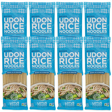 Lotus Foods Organic Brown Udon Rice Noodles - Gluten Free Udon Noodles, Organic Brown Rice Noodles, Vegan Asian Style Noodles, W