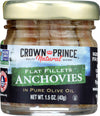 Crown Prince Natural Flat Fillets Anchovies In Pure Olive Oil, Non GMO, 1.5 Ounce (Pack Of 1)