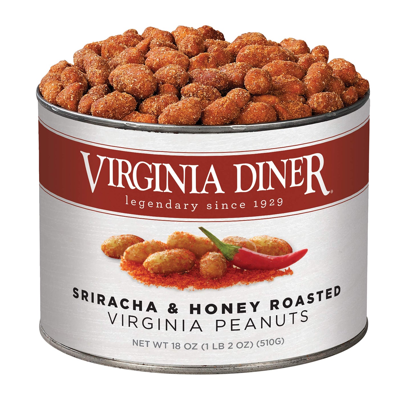 Virginia Diner Gourmet Extra Large Sriracha & Honey Roasted Peanuts, 18 Ounce Tin, 1.12 Pound