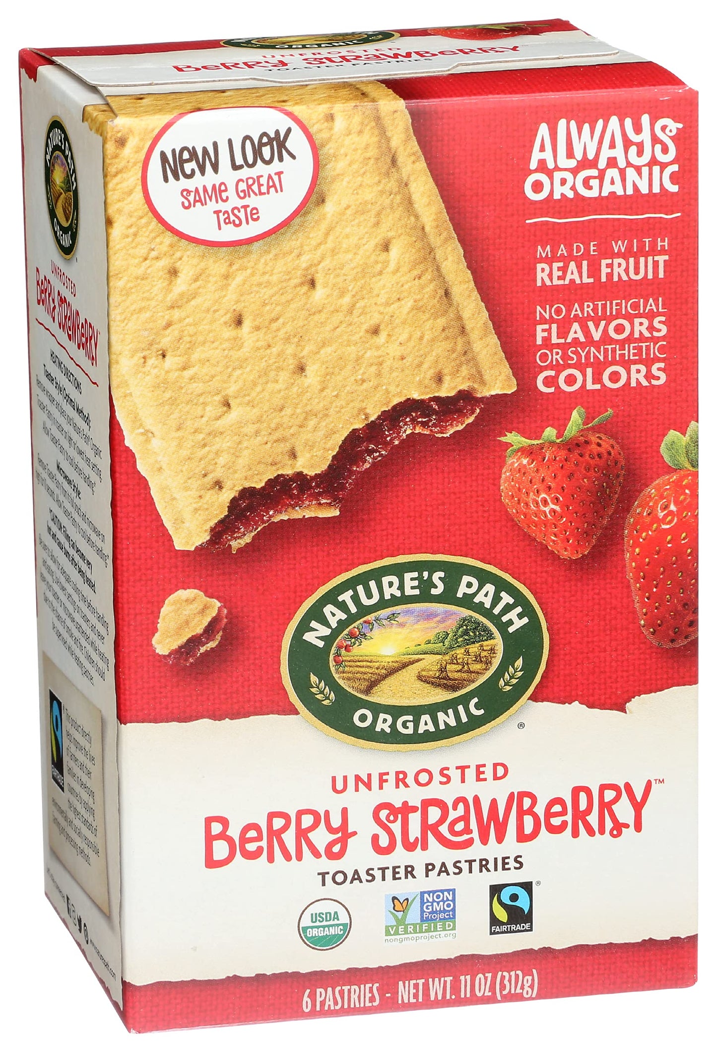 Natures Path Toaster Pastries, Strawberry Un-Frosted, 6 ct