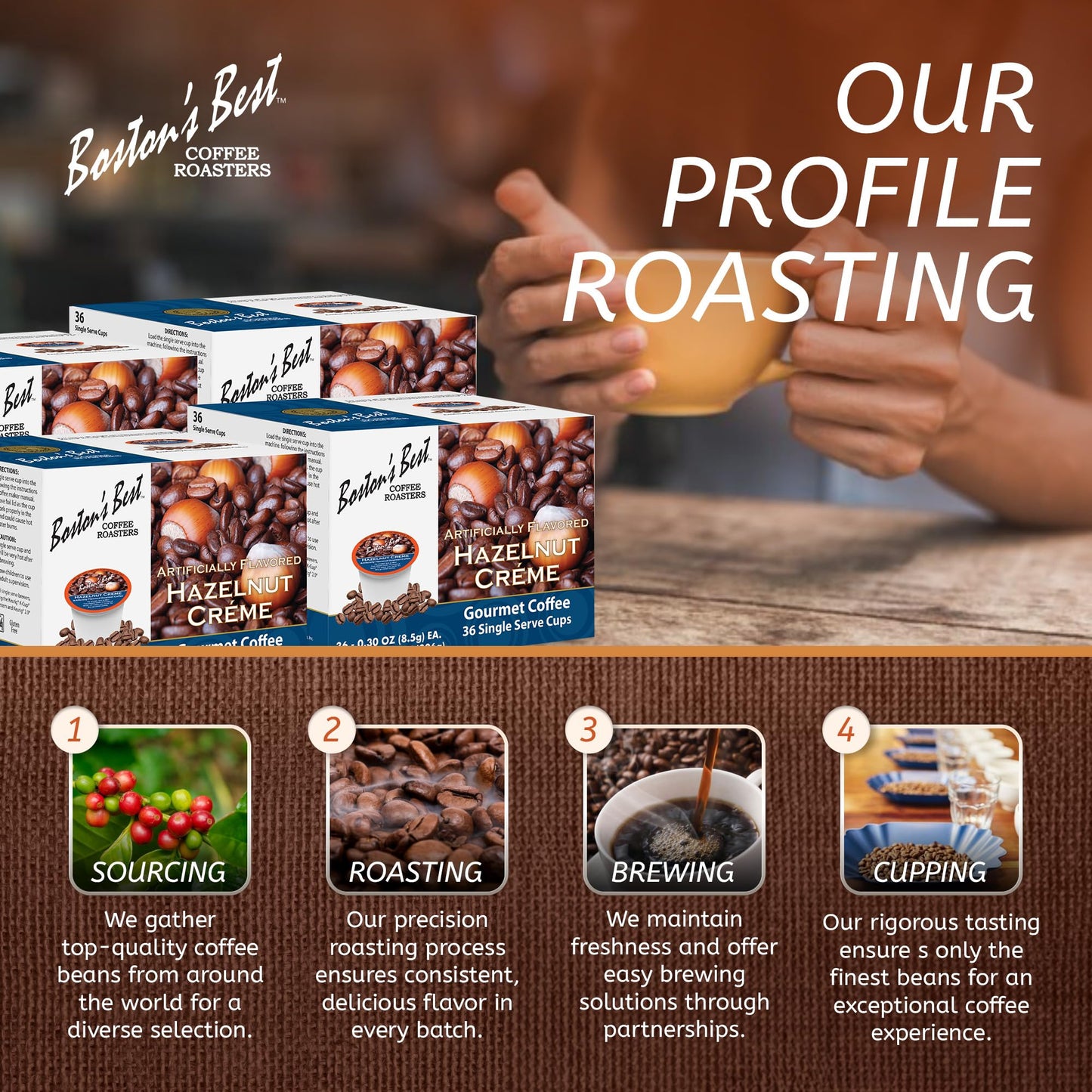 Bostons Best Hazelnut Creme Flavored Coffee, Compatible with Keurig, 144 Single Serve Cups