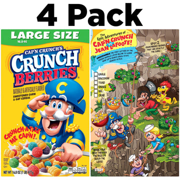 Cap'N Crunch Cereal, Crunch Berries, 16.8Oz Boxes (4 Pack)