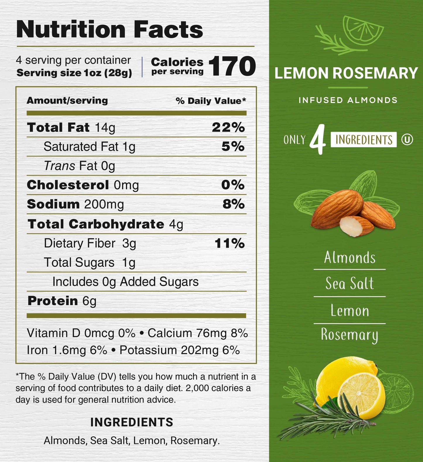 Rec33 Almonds Lem Rsmry ( 6 X 4 Oz   )