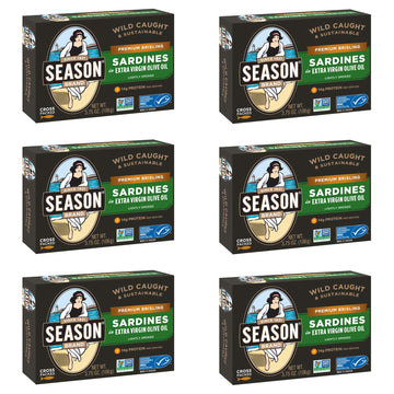 Season Brisling Sardines In Extra Virgin Olive Oil - Wild Caught, 14G Of Protein, Keto Snacks, More Omega 3'S Than Tuna, Kosher,