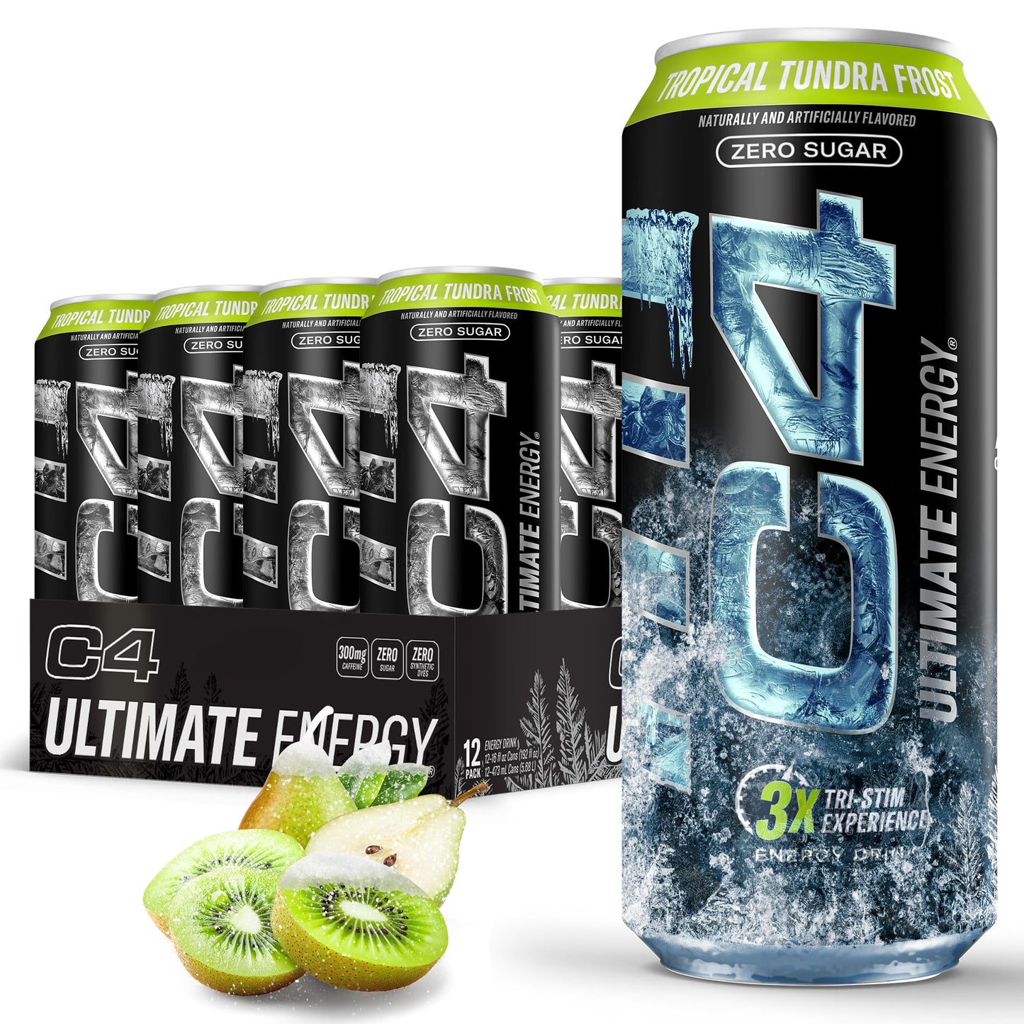 Cellucor C4 Ultimate Pre Workout Energy Drink - Sugar Free, 300mg Caffeine, Tropical Tundra Frost, 16 Fl Oz (Pack of 12)