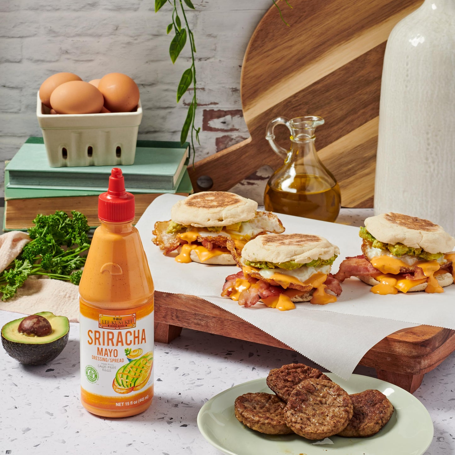 Lee Kum Kee Sriracha Mayo (15 Oz - 3 Pack), Cage-Free Eggs, Gluten Free, Creamy Spicy Mayonnaise Sauce For Sandwiches, Burgers,