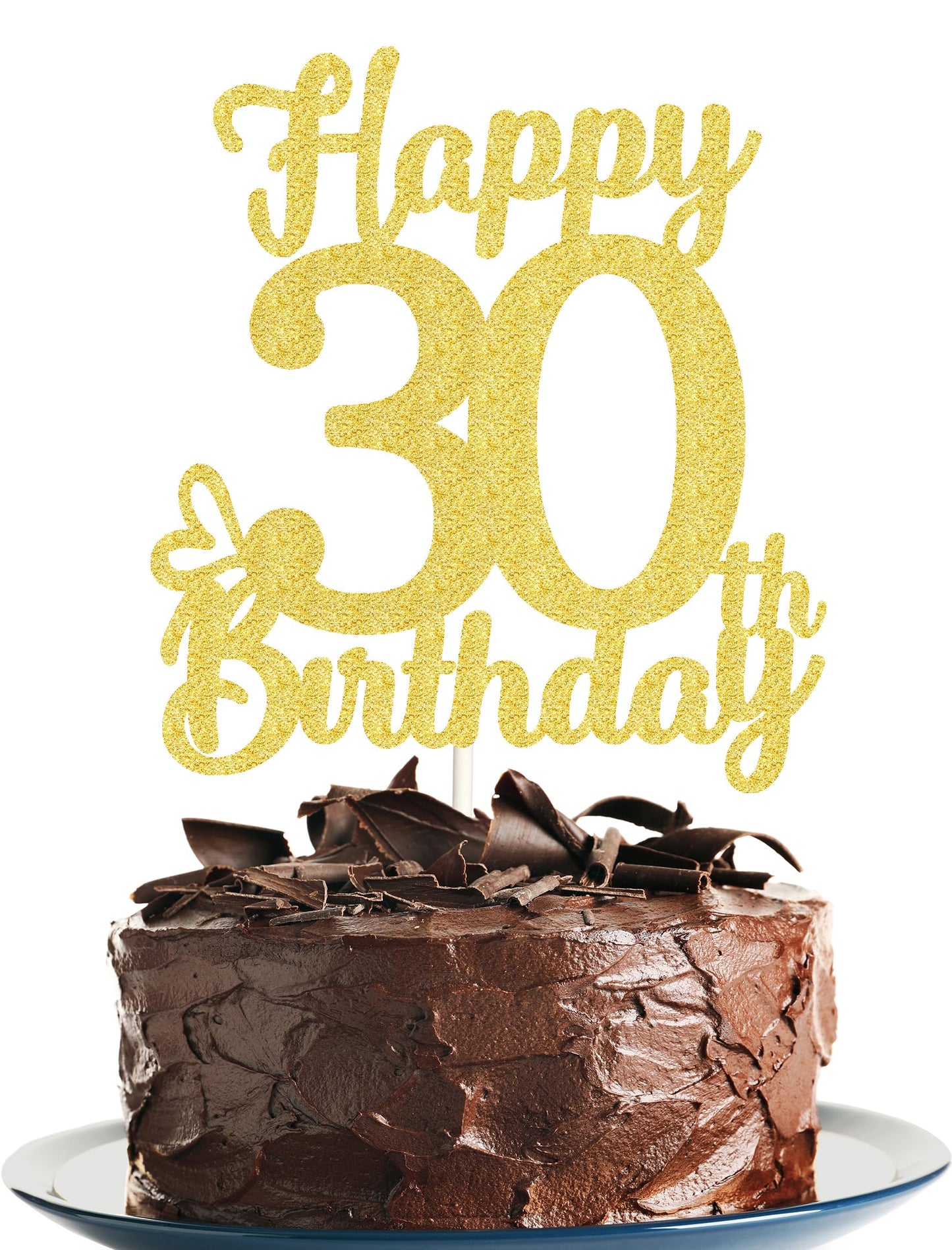 30 Birthday Cake Toppers-Gold Glitter, Thirty Cake Topper, 30 Cake Topper, 30Th Birthday Decorations,30Th Birthday Cake Topper,
