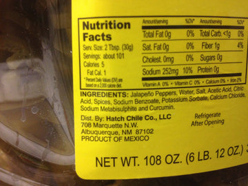 Hatch Select Jalapeno Nacho Slices 108 Oz (6 Lb. 12 Oz.)