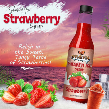 Syruvia Snow Cone Syrup 12.7oz - Strawberry Syrup For Shaved Ice Snow Cones Slushies Italian Soda Popsicles. Kosher Dairy Free