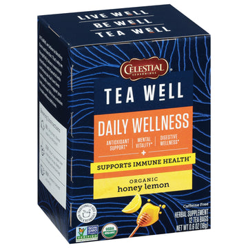 Celestial Seasonings Teawell Herbal Tea, Daily Wellness, Organic Honey Lemon, 12 Count (Packaging May Vary)