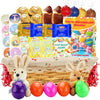 Easter Snack Basket with Liner (44 Count) Filled with Treats, Peelable Gummies, Marshmallow Gummies, Bunny and More, Great Packa