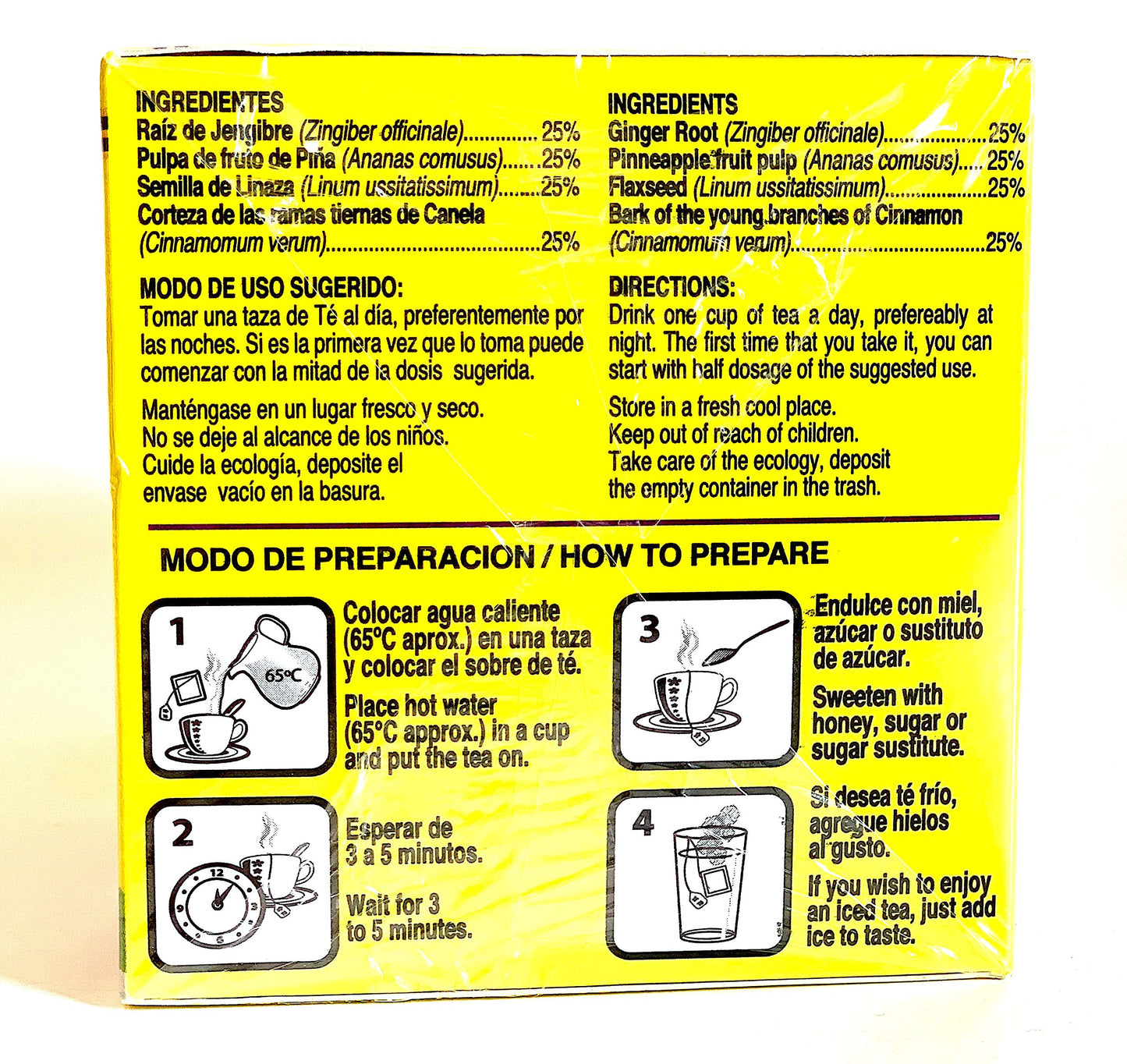 Tea Chupa Panza, Tea Based Onginger Root, Pinneapple, Flaxseed & Cinnamon (30 Tea Bags/0.10 Oz Each)