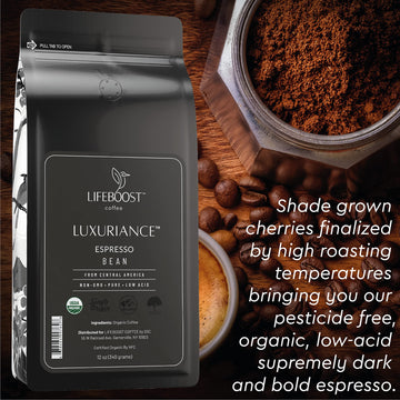 Lifeboost Organic Espresso Beans Whole - Non-Gmo Low Acid Single Origin Organic Espresso Coffee - Third Party Tested For Mycotox