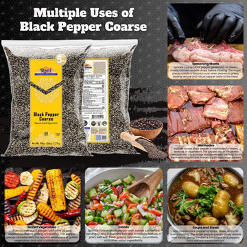 Rani Black Pepper Coarse Ground, 80oz (5lbs), Vegan, Gluten Friendly, Non-GMO, Kosher, FBA-Black-Pepper-Coarse-5lbs-BAG