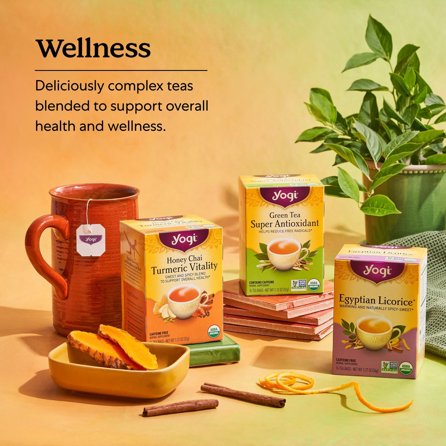 Yogi Tea Mandarin Mint Mindfulness - 16 Tea Bags Per Pack (4 Pack) - Organic Mandarin Mint Tea - Calming Herbal Tea - Includes A