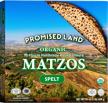 Promised Land Handmade Round Shmura Spelt Matzo, 1lb | 18 Minute Matzo | Organic | Traditional Stone-Baked | Kosher for Passover