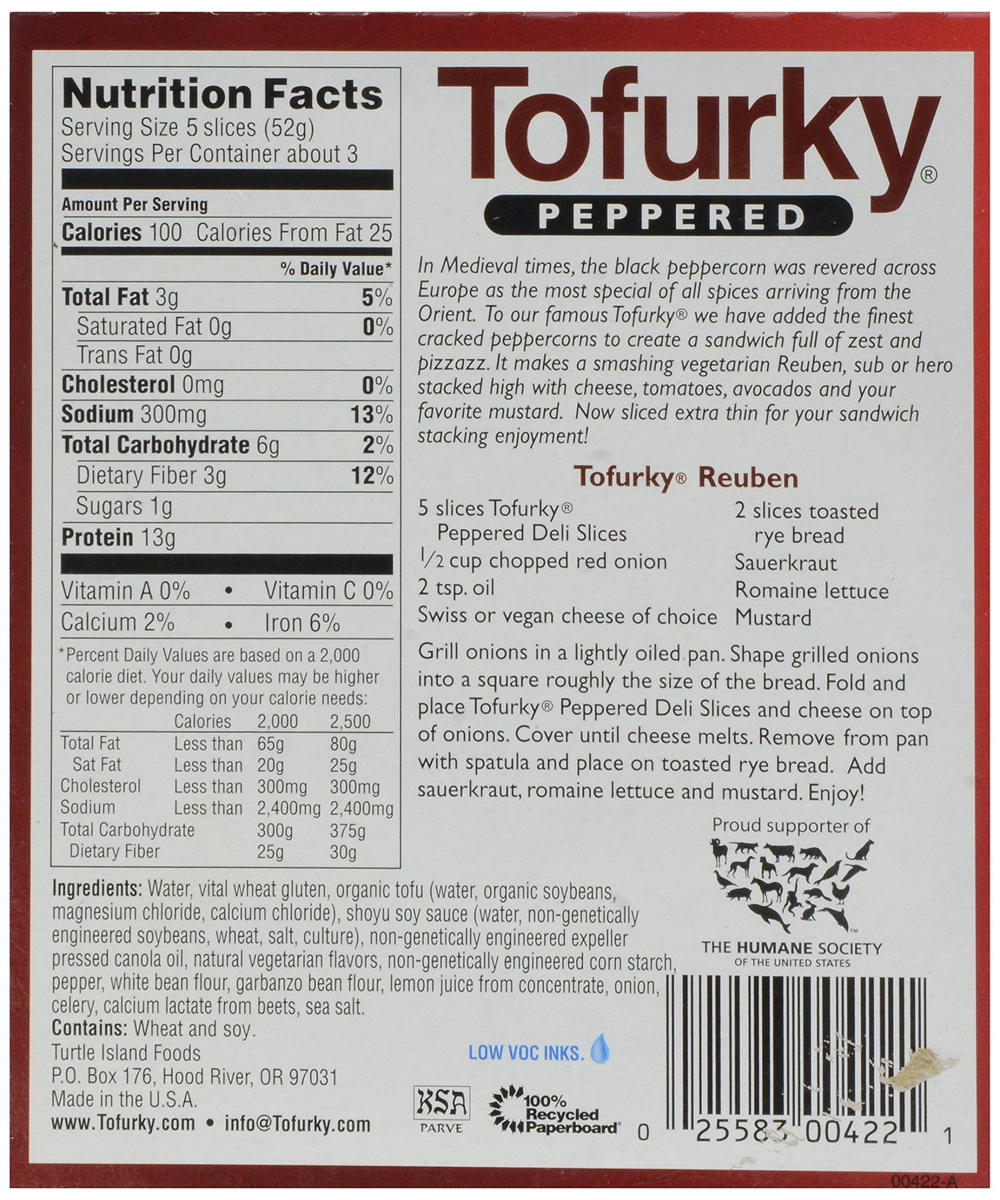 Tofurky, Deli Slices, Peppered, 5.5 Oz