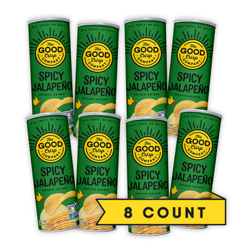 The Good Crisp Company, Spicy Jalapeno, Gluten Free Potato Chips (5.6 Ounce Canisters, Pack of 8), Non-GMO, Allergen Friendly, P