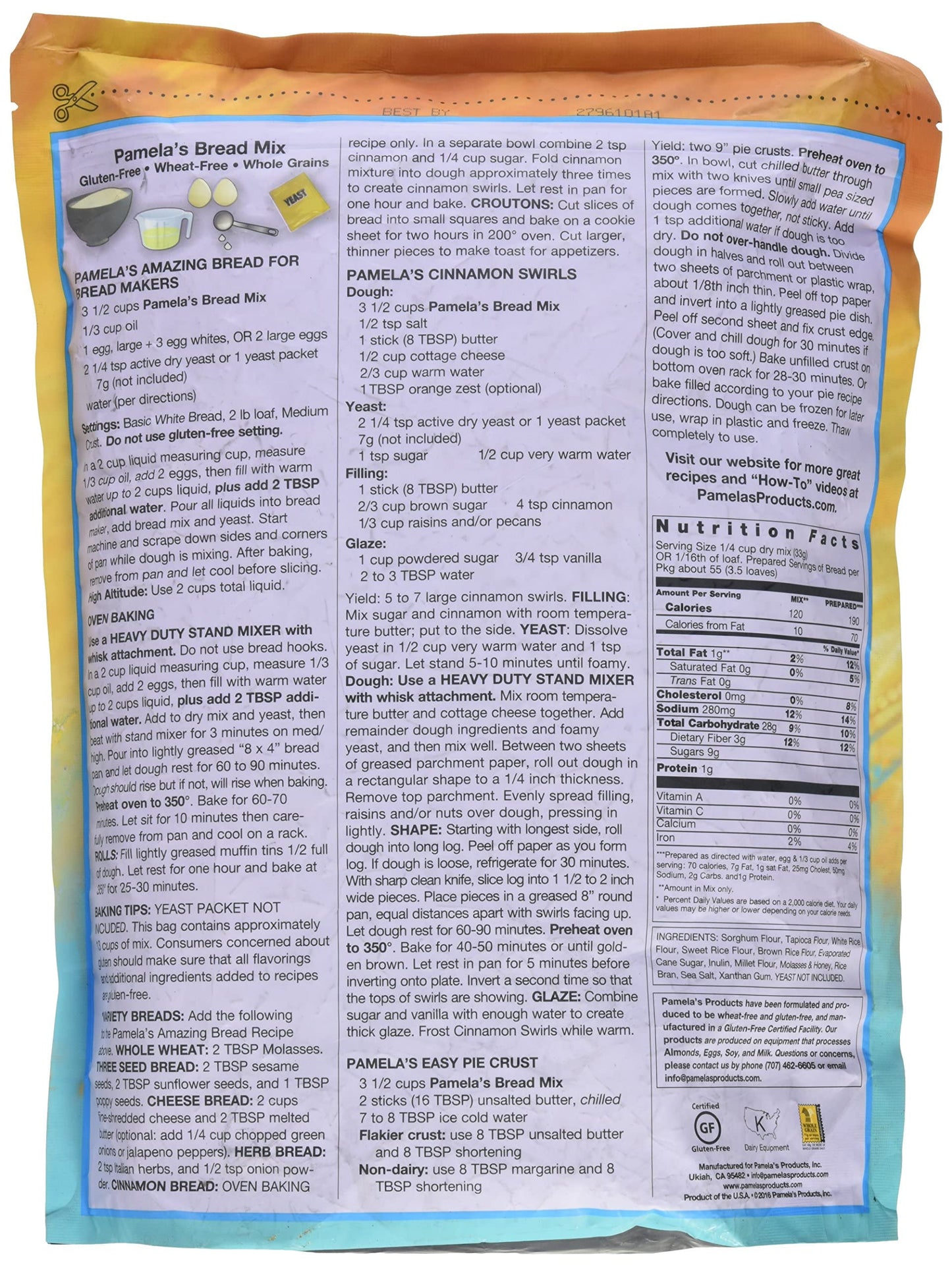 Pamela'S Products Amazing Gluten-Free Bread Mix, 4-Pound Bag