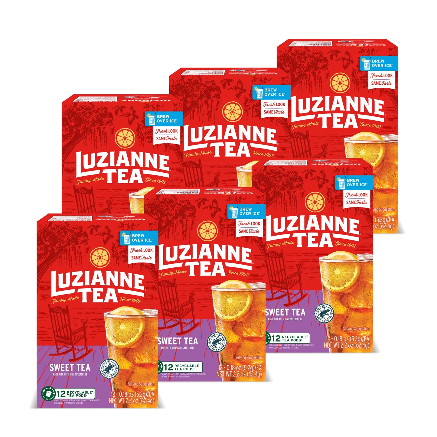 Luzianne Sweet Iced Tea Single Serve Pods, 12Ct Box (Pack Of 6)