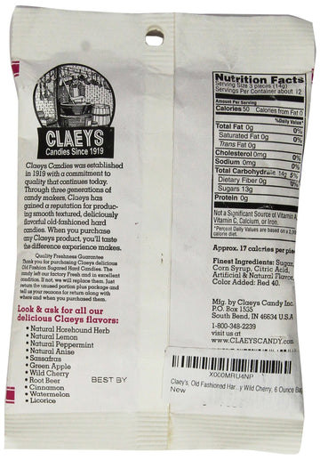 Claey'S, Old Fashioned Hard Candy Wild Cherry, 6 Ounce Bag
