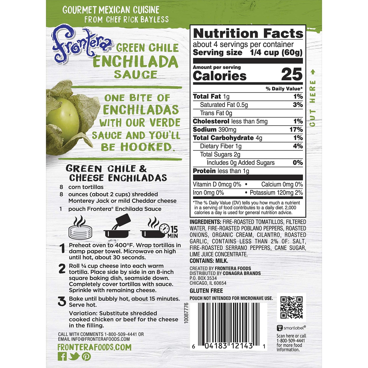 Frontera Enchilada Sauce, Green Chili, Medium, 8 oz