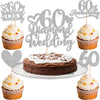 25 PCS 60th Anniversary Cupcake Toppers with 60 Diamond Wedding Cake Topper Silver Glitter Heart 60th Wedding Anniversary Cupcak