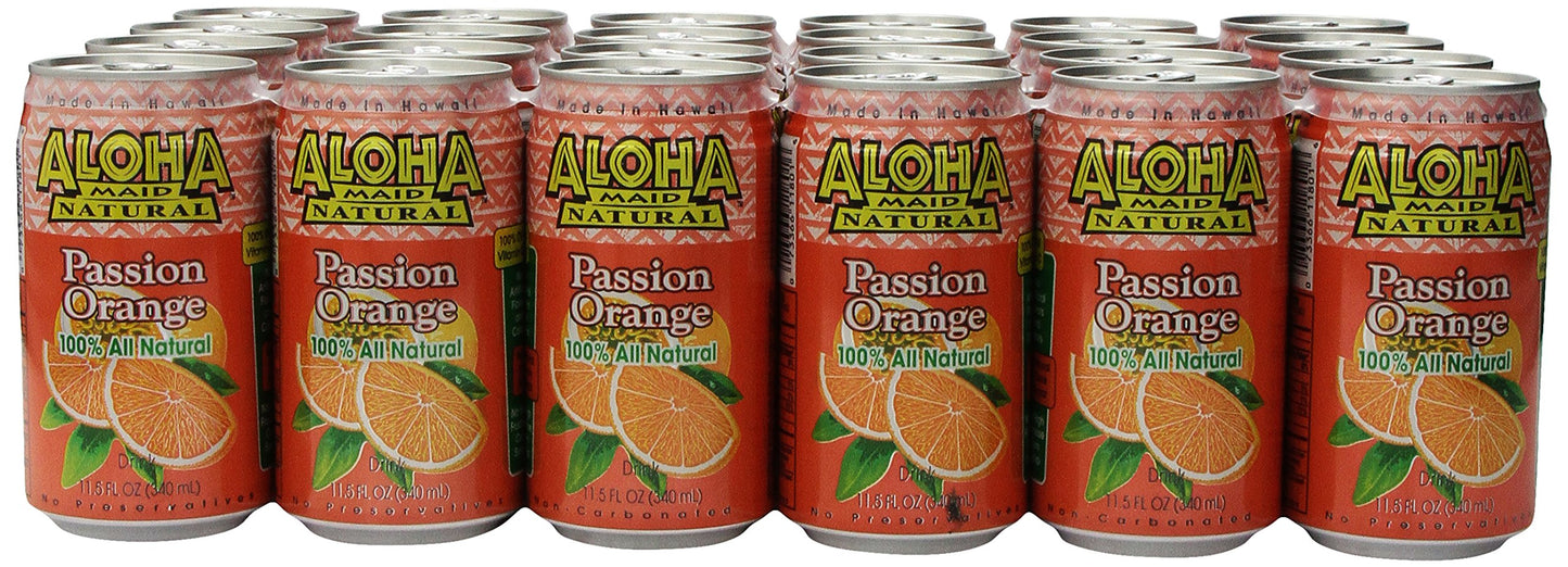 Aloha Maid Juice, Passion Orange, 11.5 Fl Oz (Pack Of 24)