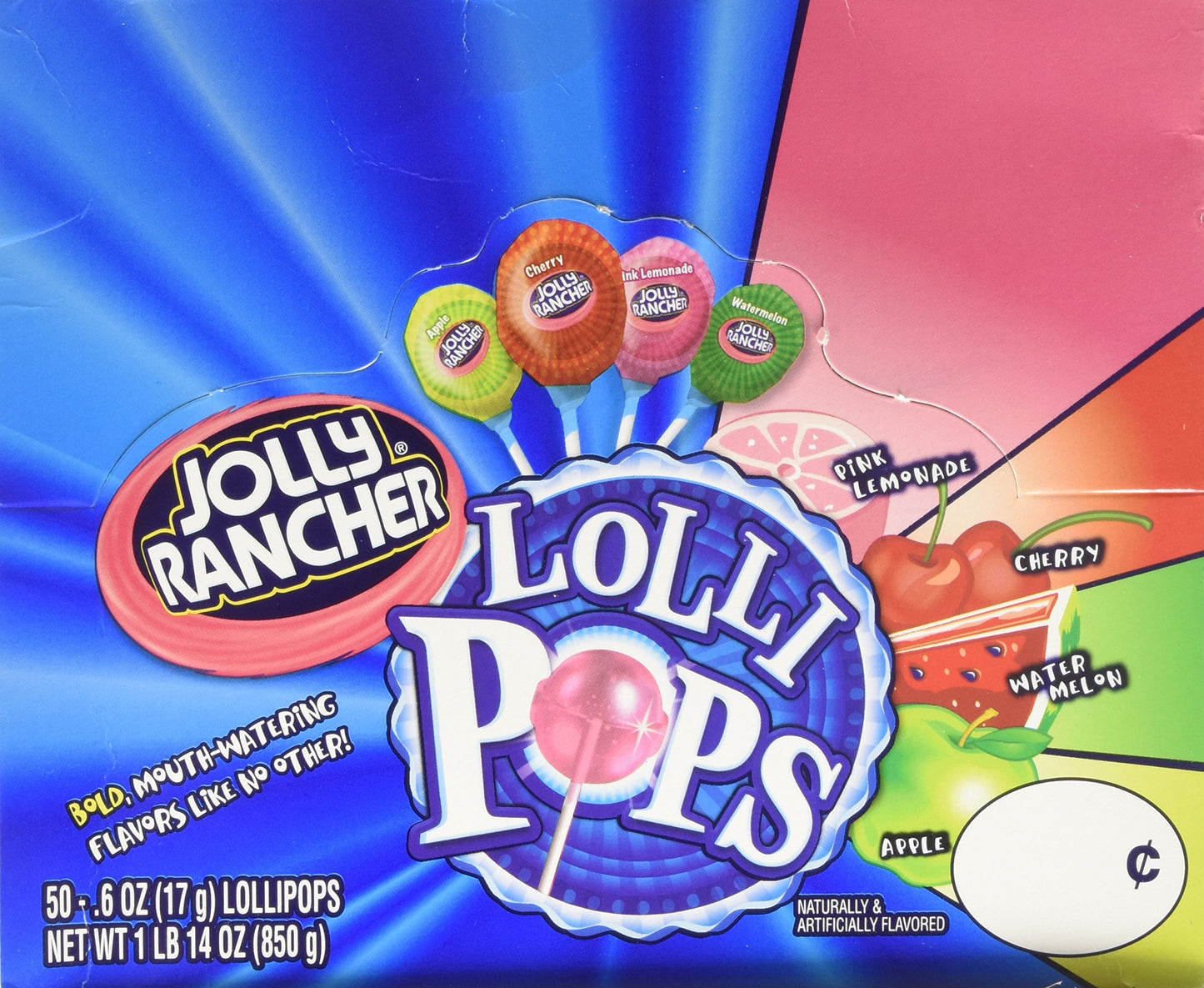 Jolly Rancher Lollipops, Original Flavors (50-Count Box) 1 Pound 14 Ounce