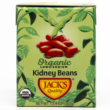 Jacks Organic Kidney Beans, 13.4 oz, Low Sodium, Non-GMO, 8-Pack