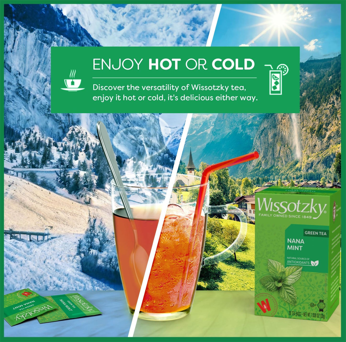 Wissotzky Nana Mint Green Tea (6 Pack - 120 Tea Bags) | Antioxidant Rich | Moroccan Mint Tea Bags | Revitalizing Nana Tea