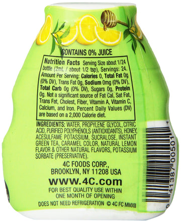4C Sugar Free Liquid Water Enhancer, Premium Natural Flavors, 0 Calorie Drops (Green Tea, 1 Pack)