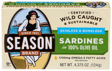 Season, Sardines, Skinless & Boneless In 100% Olive Oil, 4.375 Oz